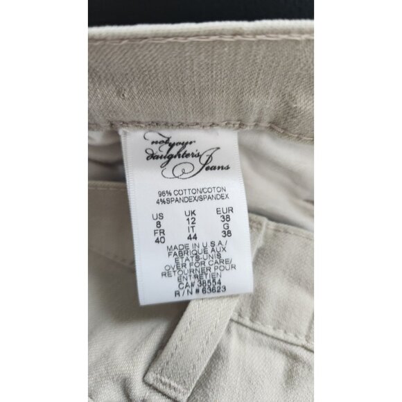 NYDJ Denim Capri Jeans Crop Cuff Buttons Stretch Tan Womens 8 Made in USA EUC - Picture 11 of 13